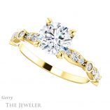 Round Cut Forever One Moissanite Engagement Ring #GTJ904-round-fo-y