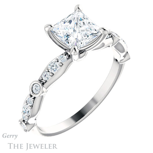 Princess Cut Forever One Moissanite Engagement Ring #GTJ904-square-fo-w