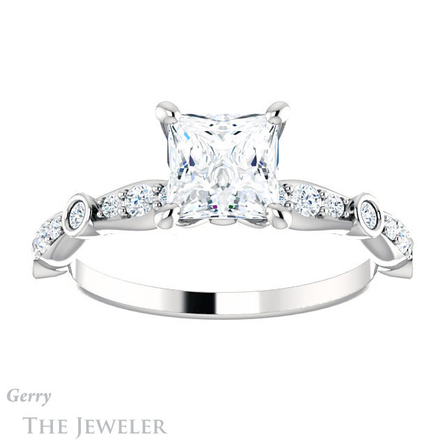 Princess Cut Forever One Moissanite Engagement Ring #GTJ904-square-fo-w