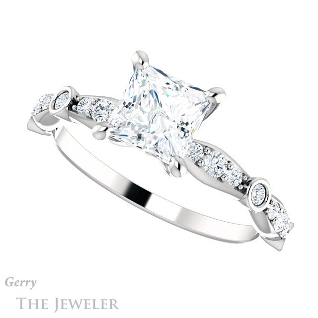 Princess Cut Forever One Moissanite Engagement Ring #GTJ904-square-fo-w