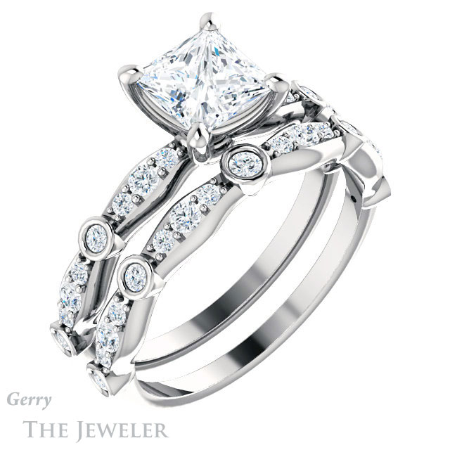 Princess Cut Forever One Moissanite Engagement Ring #GTJ904-square-fo-w