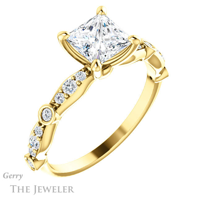 Princess Cut Forever One Moissanite Engagement Ring #GTJ904-square-fo-y