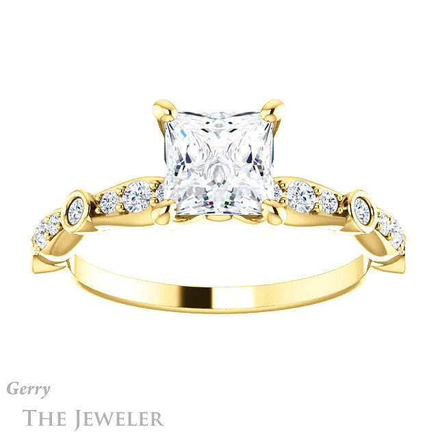 Princess Cut Forever One Moissanite Engagement Ring #GTJ904-square-fo-y