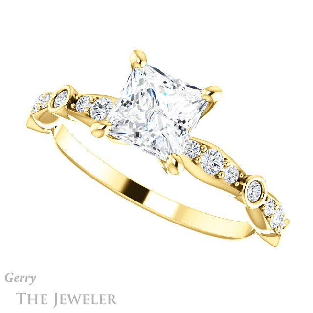 Princess Cut Forever One Moissanite Engagement Ring #GTJ904-square-fo-y