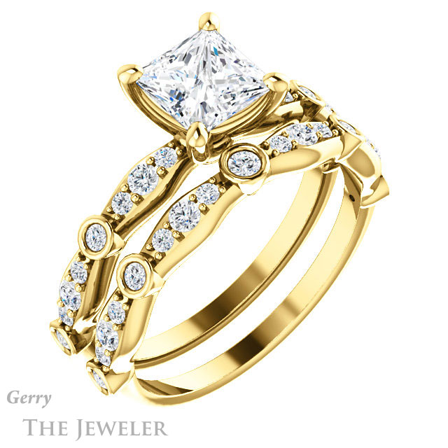 Princess Cut Forever One Moissanite Engagement Ring #GTJ904-square-fo-y