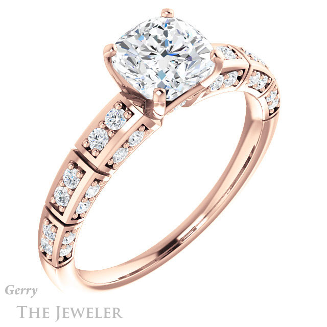 Cushion Cut Forever One Moissanite Engagement Ring #GTJ905-cushion-fo-r