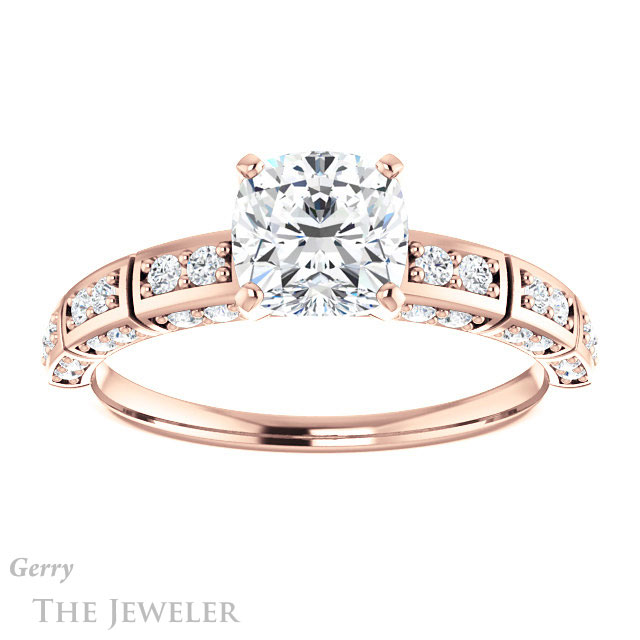 Cushion Cut Forever One Moissanite Engagement Ring #GTJ905-cushion-fo-r