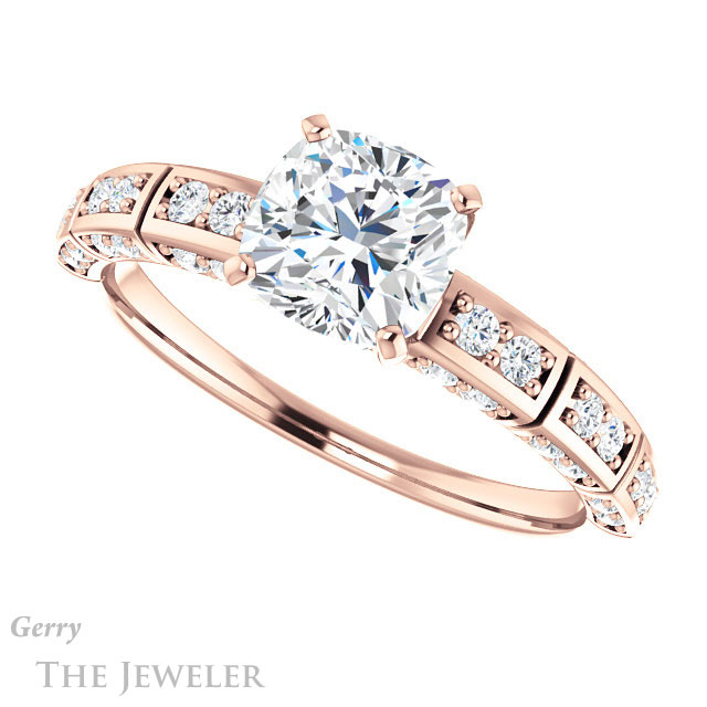 Cushion Cut Forever One Moissanite Engagement Ring #GTJ905-cushion-fo-r