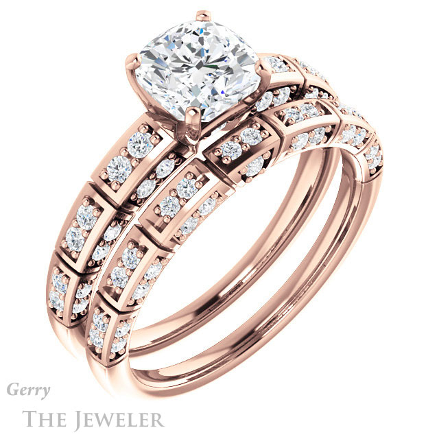 Cushion Cut Forever One Moissanite Engagement Ring #GTJ905-cushion-fo-r