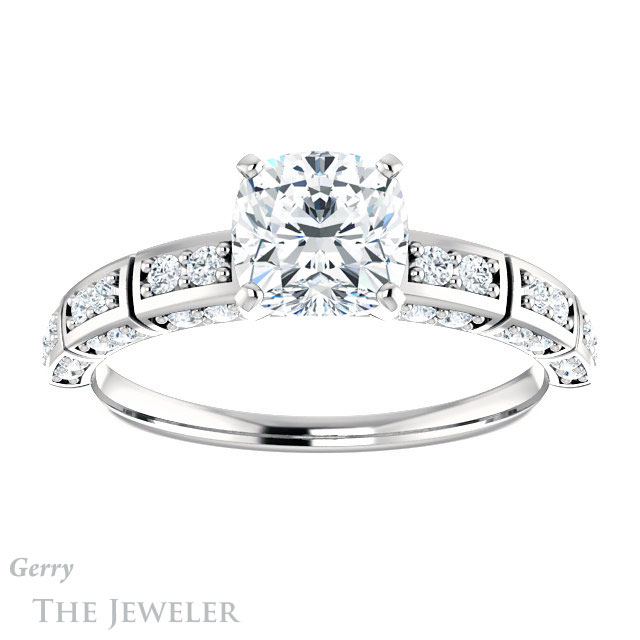 Cushion Cut Forever One Moissanite Engagement Ring #GTJ905-cushion-fo-w
