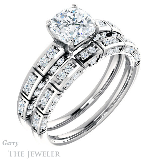 Cushion Cut Forever One Moissanite Engagement Ring #GTJ905-cushion-fo-w