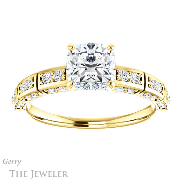 Cushion Cut Forever One Moissanite Engagement Ring #GTJ905-cushion-fo-y 1 Cushion Cut Forever One Moissanite Engagement Ring #GTJ905-cushion-fo-y