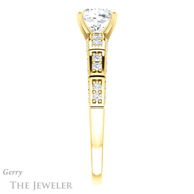 Cushion Cut Forever One Moissanite Engagement Ring #GTJ905-cushion-fo-y 3 Cushion Cut Forever One Moissanite Engagement Ring #GTJ905-cushion-fo-y