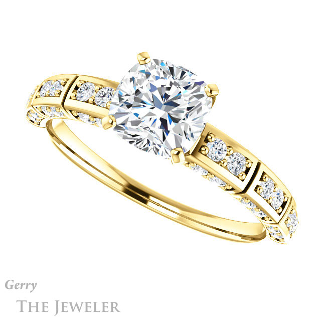 Cushion Cut Forever One Moissanite Engagement Ring #GTJ905-cushion-fo-y 5 Cushion Cut Forever One Moissanite Engagement Ring #GTJ905-cushion-fo-y