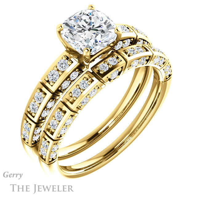 Cushion Cut Forever One Moissanite Engagement Ring #GTJ905-cushion-fo-y 6 Cushion Cut Forever One Moissanite Engagement Ring #GTJ905-cushion-fo-y