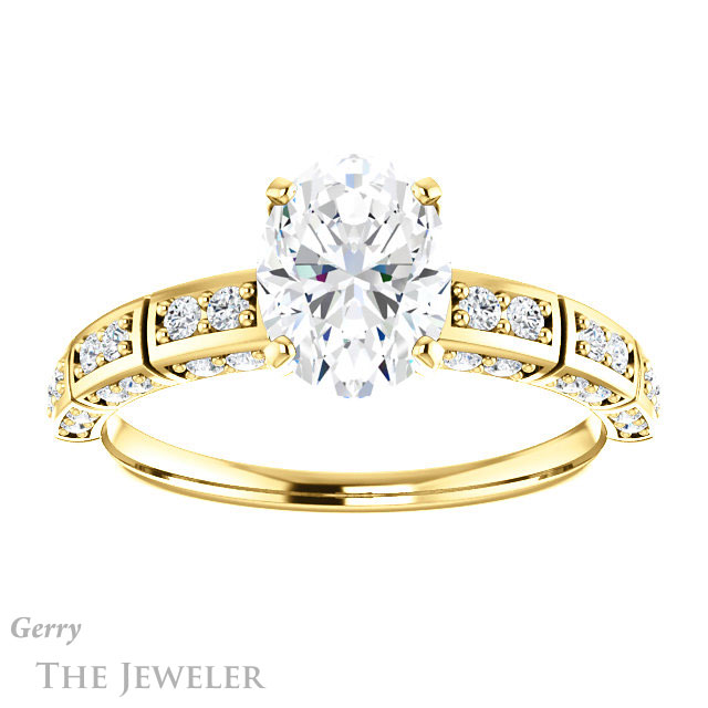 Oval Shaped Forever One Moissanite Engagement Ring #GTJ905-oval-fo-y