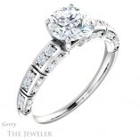 Round Cut Forever One Moissanite Engagement Ring #GTJ905-round-fo-w
