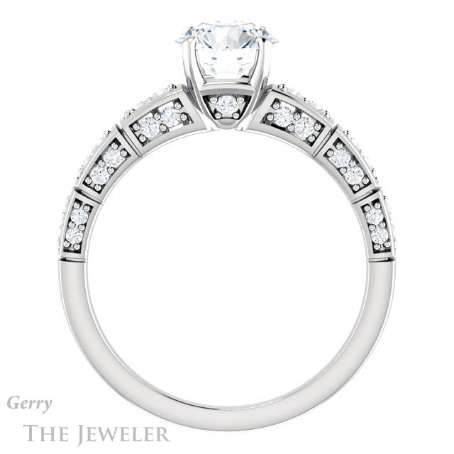 Round Cut Forever One Moissanite Engagement Ring #GTJ905-round-fo-w