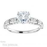 Round Cut Forever One Moissanite Engagement Ring #GTJ905-round-fo-w