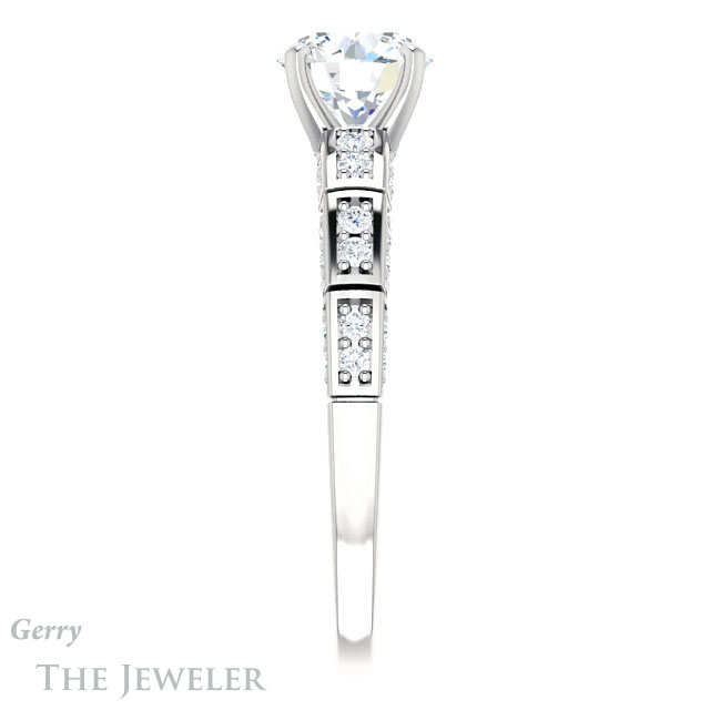 Round Cut Forever One Moissanite Engagement Ring #GTJ905-round-fo-w