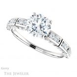 Round Cut Forever One Moissanite Engagement Ring #GTJ905-round-fo-w