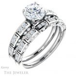 Round Cut Forever One Moissanite Engagement Ring #GTJ905-round-fo-w