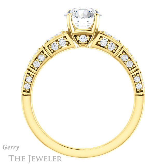 Round Cut Forever One Moissanite Engagement Ring #GTJ905-round-fo-y
