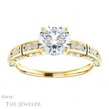 Round Cut Forever One Moissanite Engagement Ring #GTJ905-round-fo-y