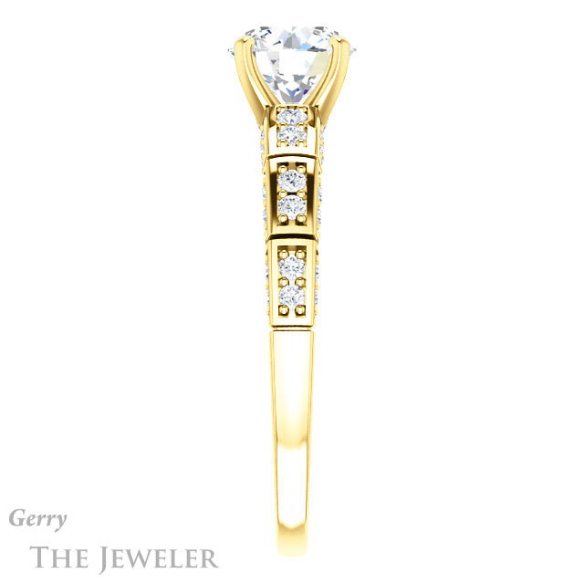 Round Cut Forever One Moissanite Engagement Ring #GTJ905-round-fo-y