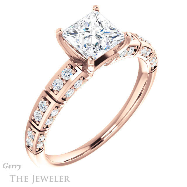 Princess Cut Forever One Moissanite Engagement Ring #GTJ905-square-fo-r 4 Princess Cut Forever One Moissanite Engagement Ring #GTJ905-square-fo-r