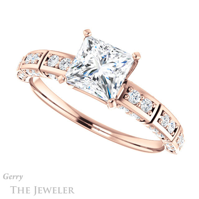 Princess Cut Forever One Moissanite Engagement Ring #GTJ905-square-fo-r 5 Princess Cut Forever One Moissanite Engagement Ring #GTJ905-square-fo-r