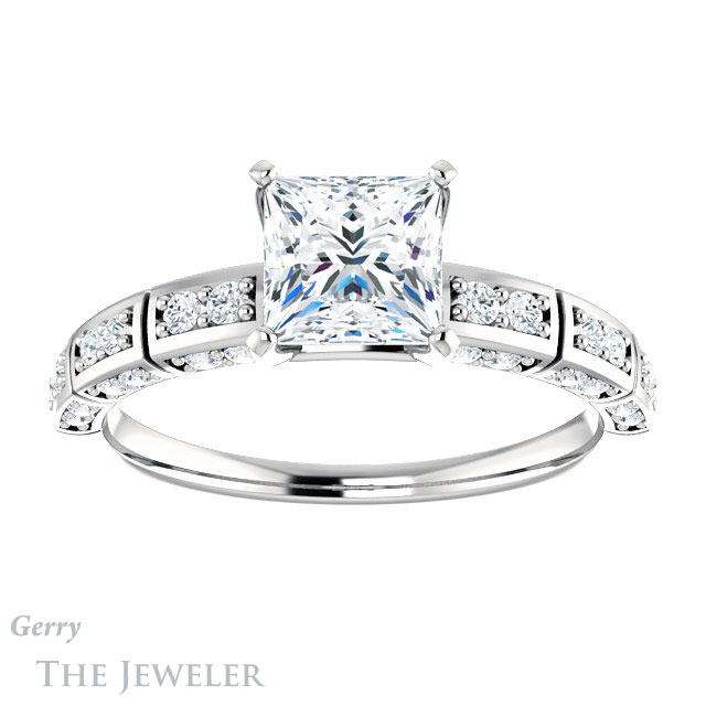 Princess Cut Forever One Moissanite Engagement Ring #GTJ905-square-fo-w