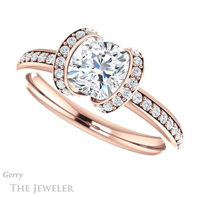 Cushion Cut Forever One Moissanite Engagement Ring #GTJ906-cushion-fo-r