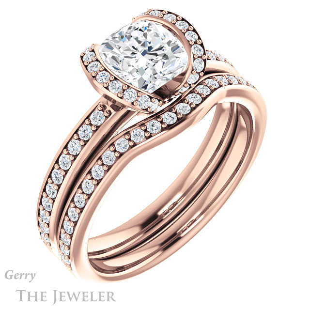 Cushion Cut Forever One Moissanite Engagement Ring #GTJ906-cushion-fo-r