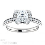 Cushion Cut Forever One Moissanite Engagement Ring #GTJ906-cushion-fo-w