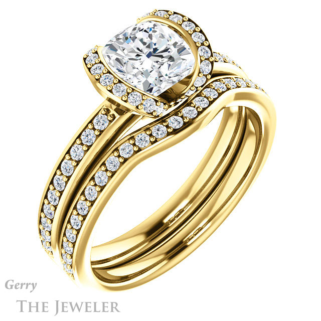 Cushion Cut Forever One Moissanite Engagement Ring #GTJ906-cushion-fo-y