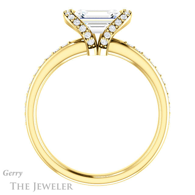 Emerald Cut Forever Brilliant Moissanite Engagement Ring #GTJ906-emerald-fb-y