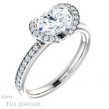 Oval Shaped Forever One Moissanite Engagement Ring #GTJ906-oval-fo-w
