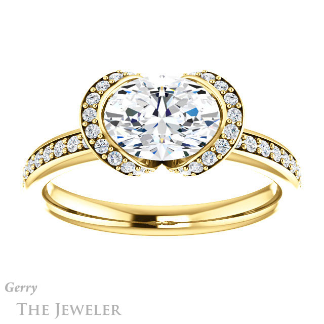 Oval Shaped Forever One Moissanite Engagement Ring #GTJ906-oval-fo-y