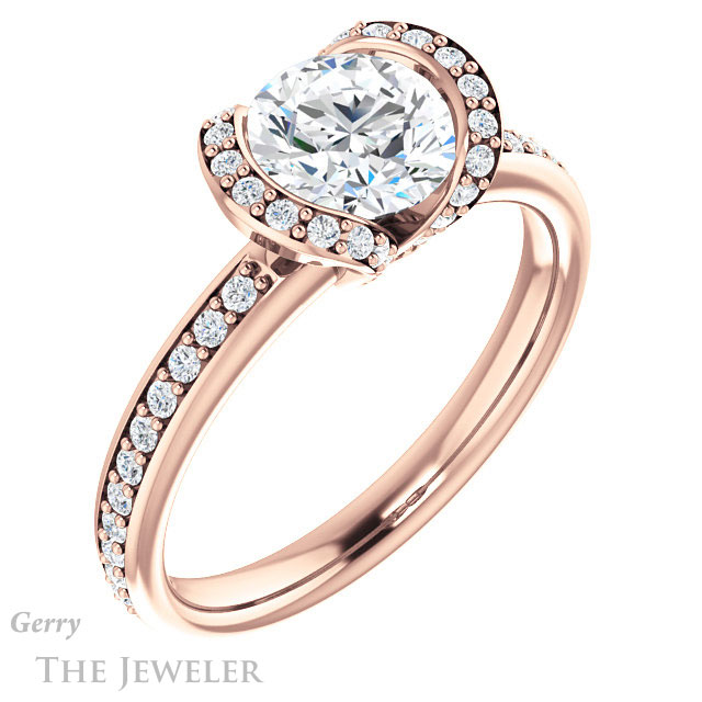 Round Cut Forever One Moissanite Engagement Ring #GTJ906-round-fo-r 4 Round Cut Forever One Moissanite Engagement Ring #GTJ906-round-fo-r