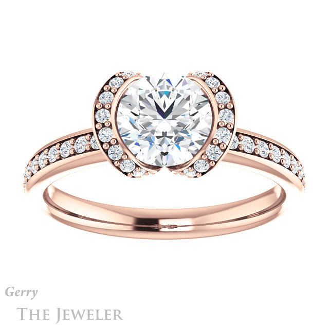 Round Cut Forever One Moissanite Engagement Ring #GTJ906-round-fo-r