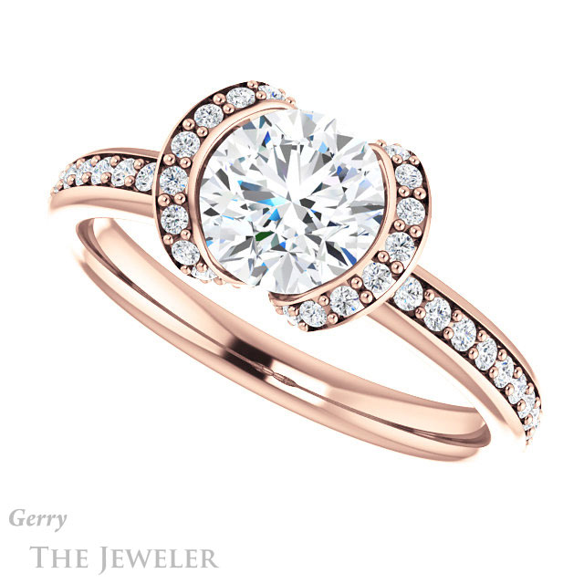 Round Cut Forever One Moissanite Engagement Ring #GTJ906-round-fo-r 5 Round Cut Forever One Moissanite Engagement Ring #GTJ906-round-fo-r