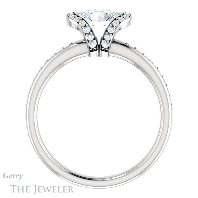 Round Cut Forever One Moissanite Engagement Ring #GTJ906-round-fo-w