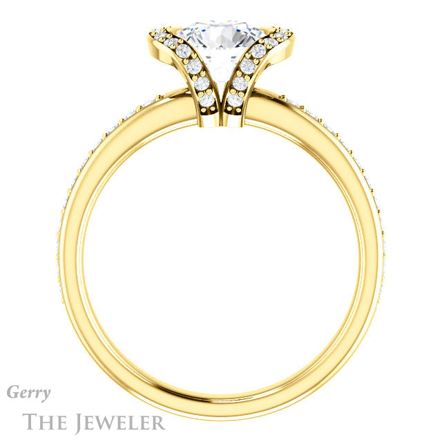 Round Cut Forever One Moissanite Engagement Ring #GTJ906-round-fo-y