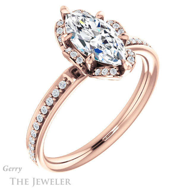 Marquise Cut Forever Brilliant Moissanite Engagement Ring #GTJ908-marquise-fb-r