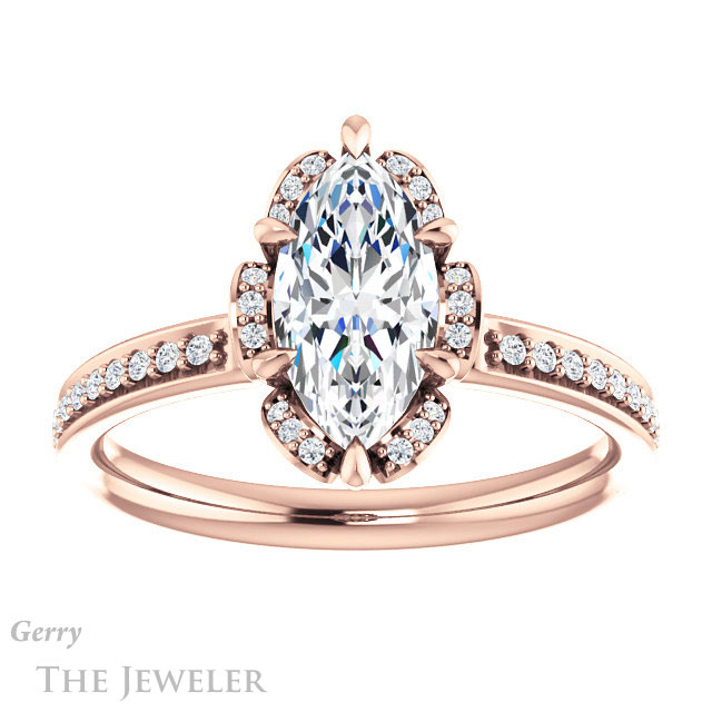 Marquise Cut Forever Brilliant Moissanite Engagement Ring #GTJ908-marquise-fb-r