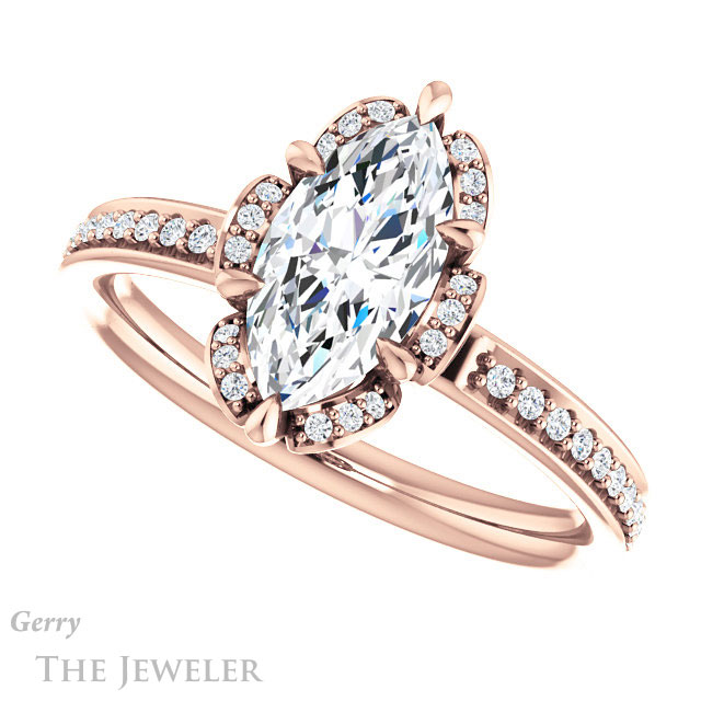 Marquise Cut Forever Brilliant Moissanite Engagement Ring #GTJ908-marquise-fb-r