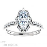 Marquise Cut Forever One Moissanite Engagement Ring #GTJ908-marquise-fb-w 1 Marquise Cut Forever Brilliant Moissanite Engagement Ring #GTJ908-marquise-fb-w