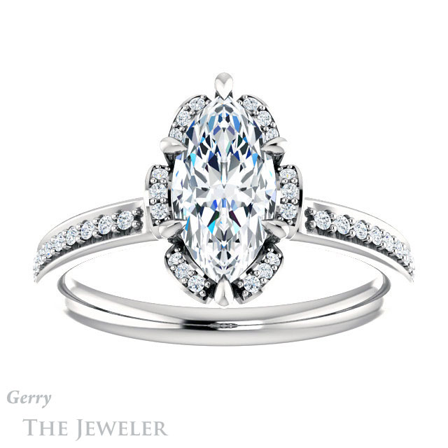 Marquise Cut Forever Brilliant Moissanite Engagement Ring #GTJ908-marquise-fb-w