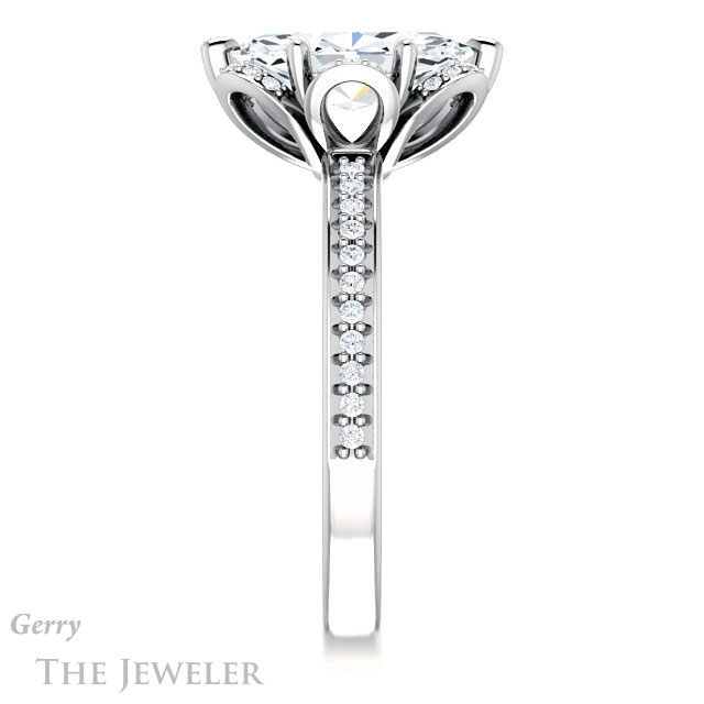 Marquise Cut Forever One Moissanite Engagement Ring #GTJ908-marquise-fb-w 3 Marquise Cut Forever Brilliant Moissanite Engagement Ring #GTJ908-marquise-fb-w
